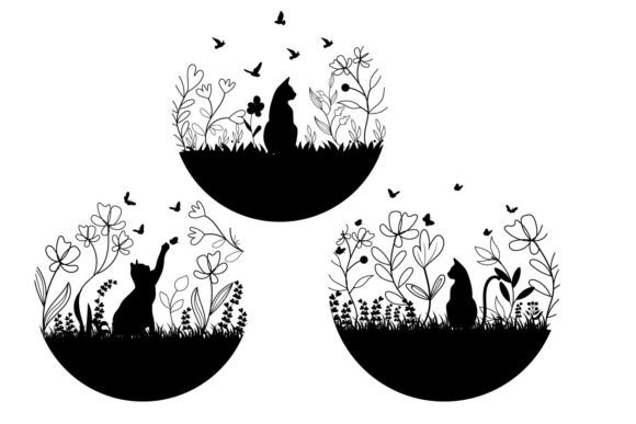 Cat Floral Butterfly Design