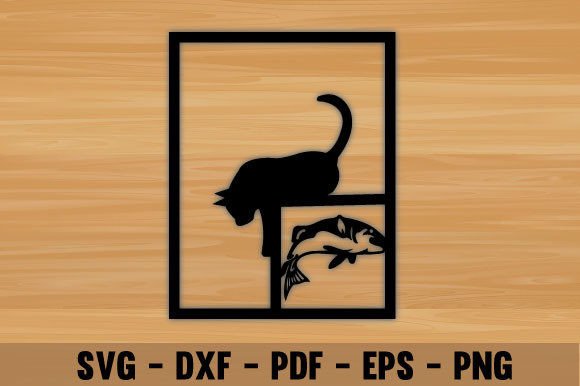 Cat in Window Wall Decor Laser Cut File