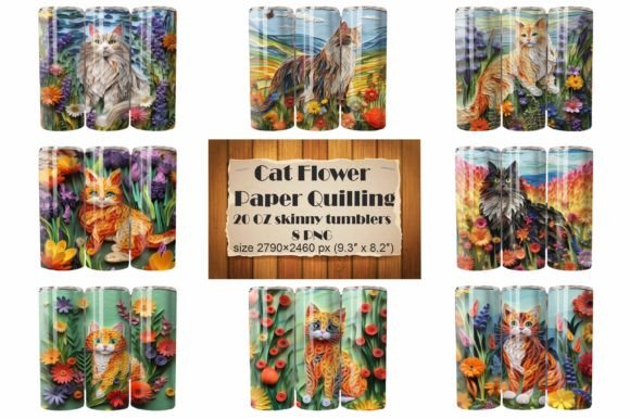 Cat Paper Quilling Tumbler Wraps
