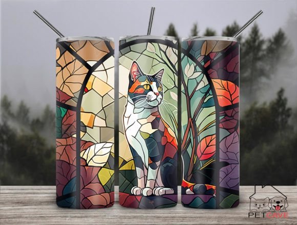 Cat Stained Glass 20oz Skinny Part 7