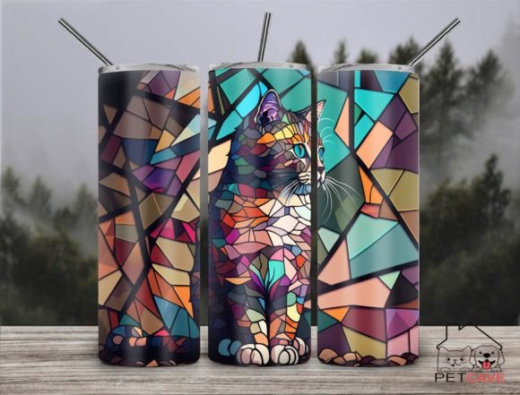 Cat Stained Glass 20oz Skinny Part 8