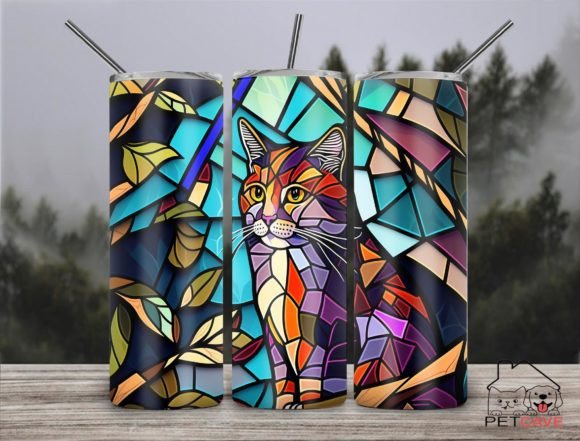 Cat Stained Glass 20oz Skinny Part 9