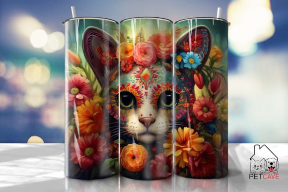 Cat Sugar Skull Tumbler Wrap