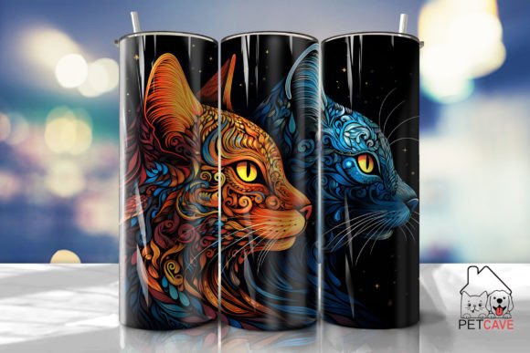 Colorful Psychedelic Cat Tumbler Wrap