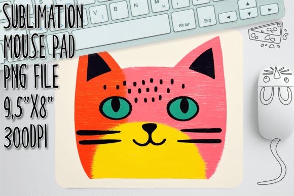 Comical Cat Scene Mouse Pad Decor