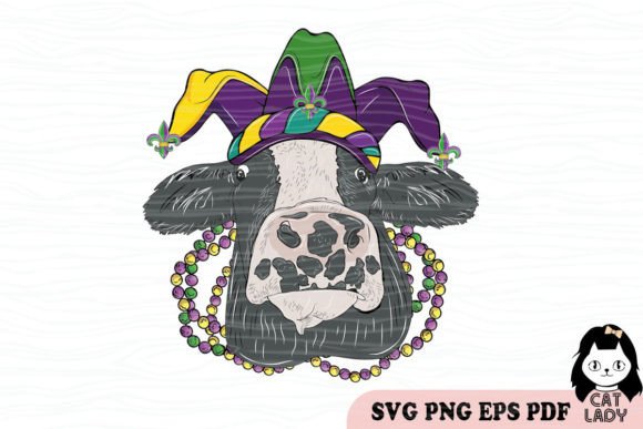 Mardi Gras Cow SVG PNG Sublimation