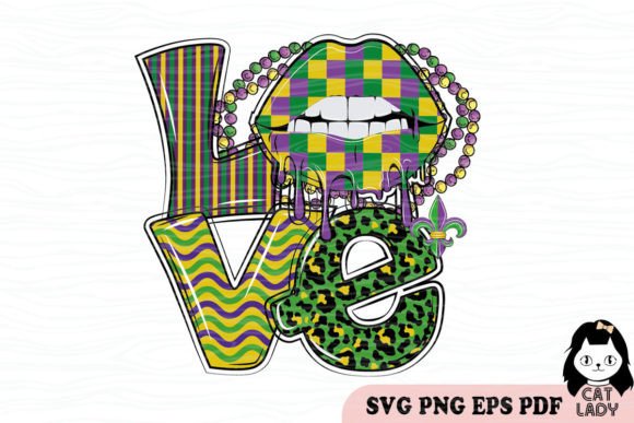 Mardi Gras Love Lip SVG PNG Sublimation