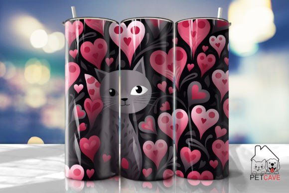 Pink and Gray Cute Kitten Tumbler Wrap