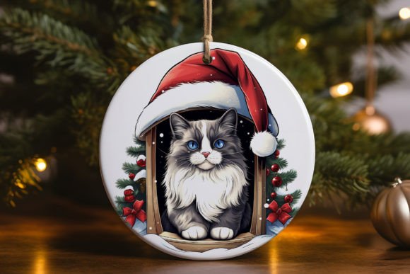 Ragdoll Santa Cat Ornament