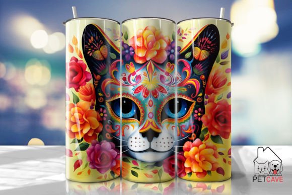 Sugar Skull Cat Tumbler Wrap