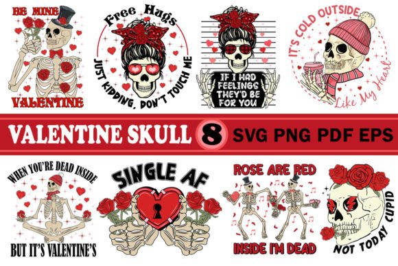 Valentine Skeleton SVG PNG Bundle