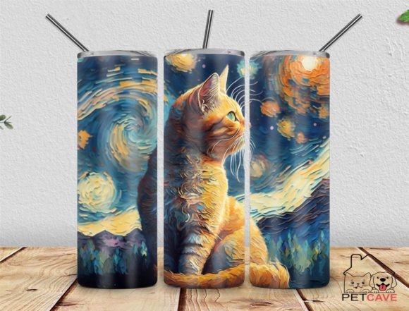 VG Starry Night Cat Tumbler PNG Review